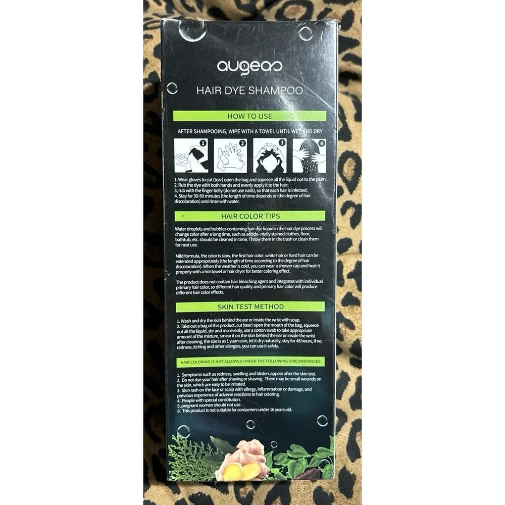 NEW‎ Augeas Herbal Care Hair Dye Shampoo for Touchups/Grays, Black